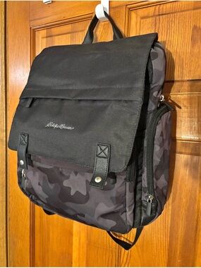 Eddie Bauer place and spaces Black & Gray Camo diaper bag